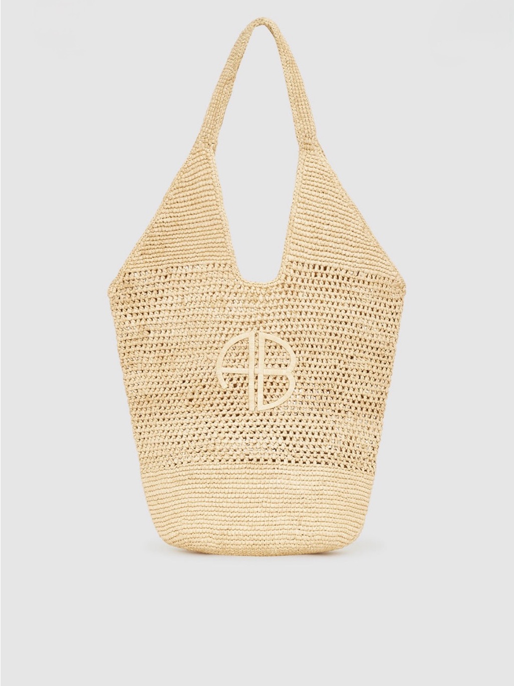 Leah Logo Hobo Raffia - Natural